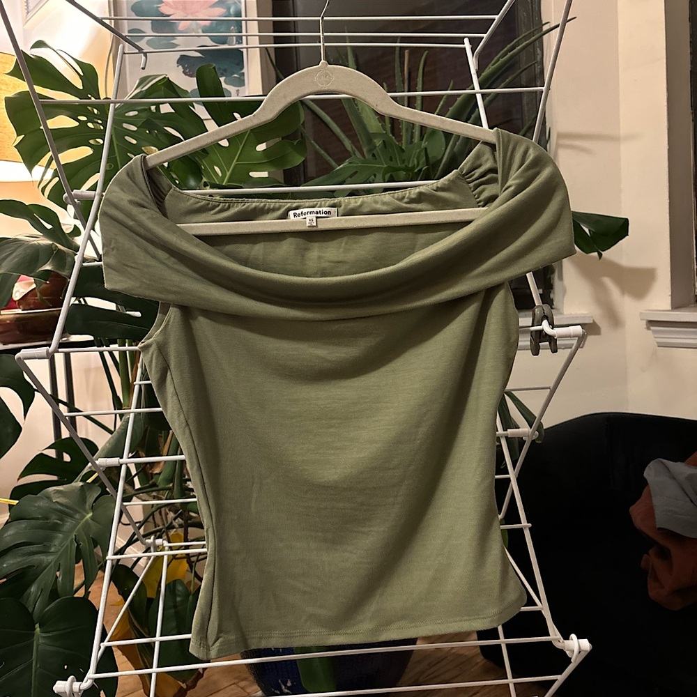 Reformation Cello Knit Top Artichoke - Size XS